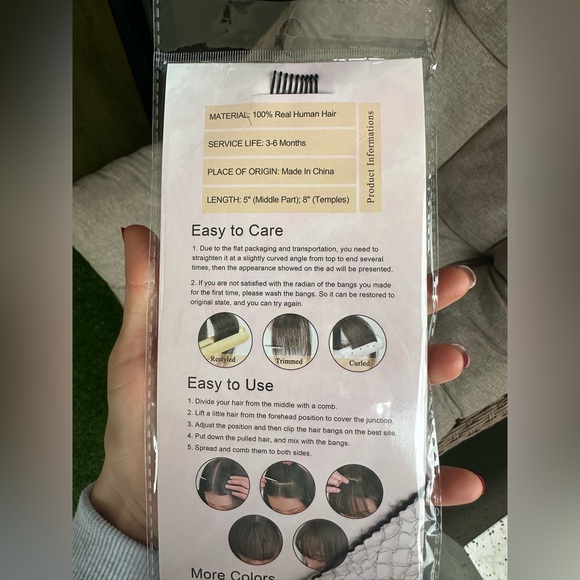 Clip-In Bangs - 100% Human Hair, Natural Brown, Lightweight & Realistic - Picture 4 of 4